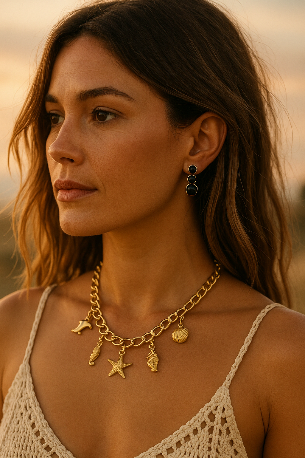 Starfish And Pearl Necklace Beach Australian Owned Boho And Mala Gold Plated Under Stainless Steel Statement Necklace Waterproof Tarnish-Free Earrings Everyday Boho Jewellery