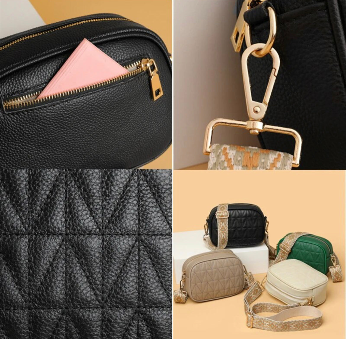 Boho & Mala Crossbody Leather Bag- Beige B1032