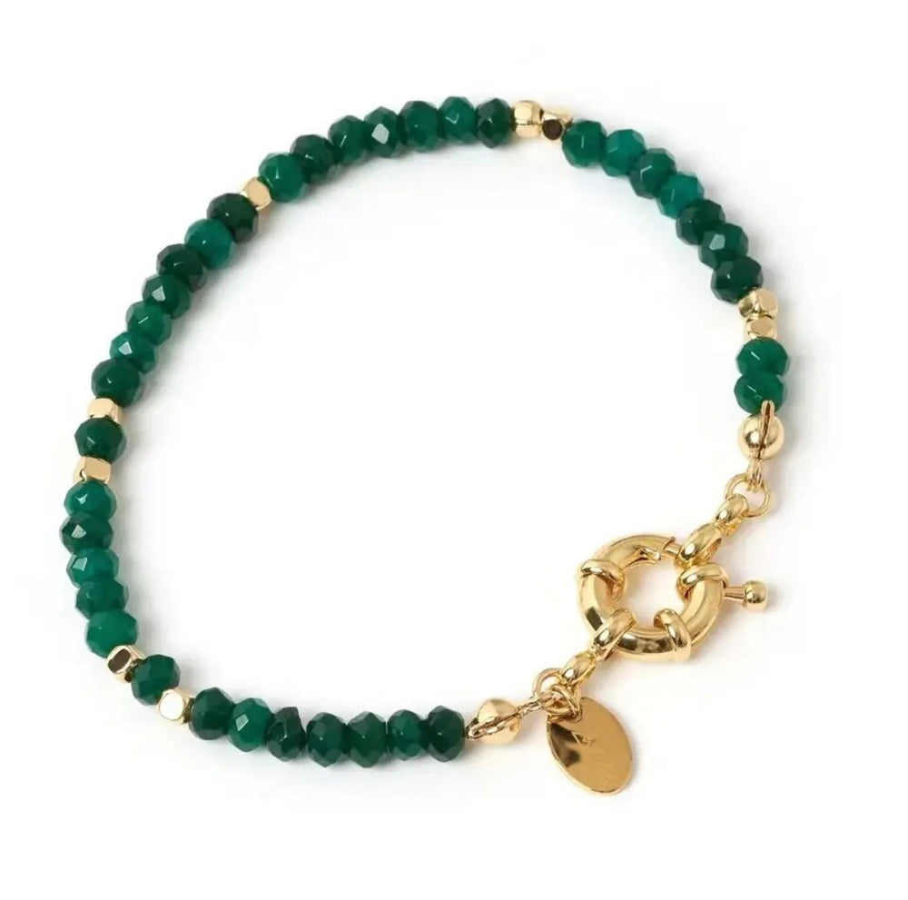 Boho & Mala Green Gemstone Gold Bracelet