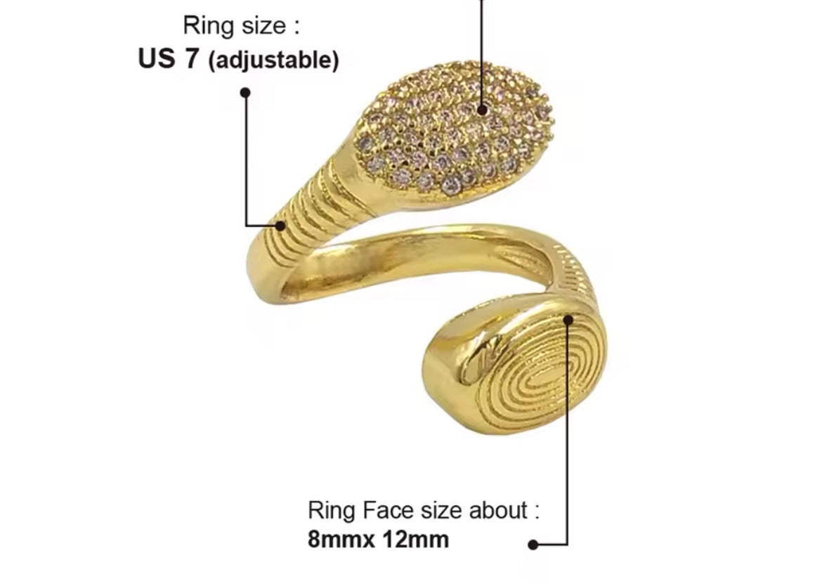 Boho & Mala Double Gold Ring (adjustable)