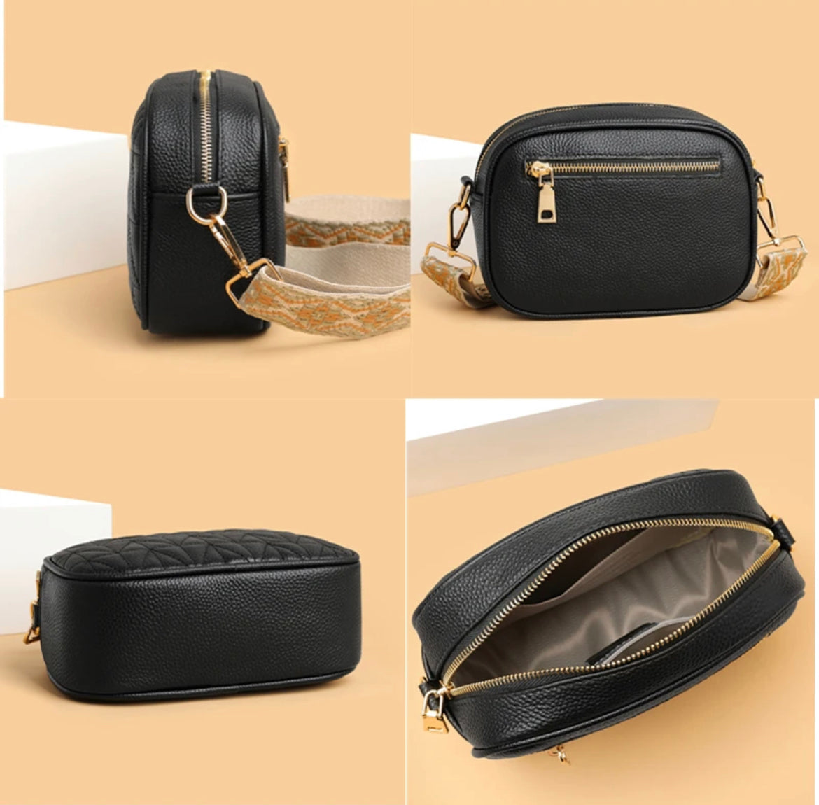Boho & Mala Crossbody Leather Bag- Beige B1032