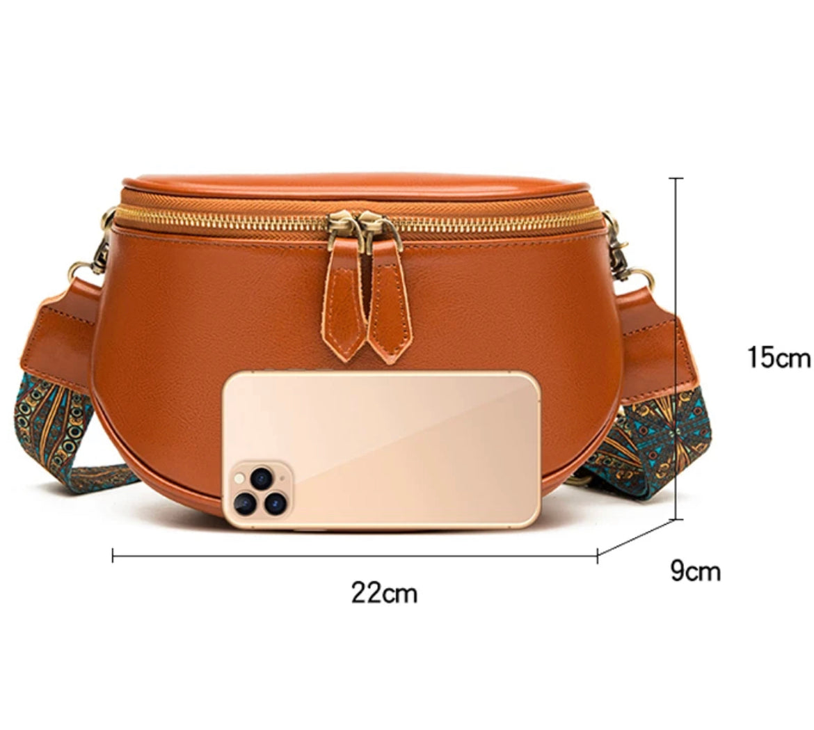 Boho & Mala Crossbody Leather Bag- Brown B1018