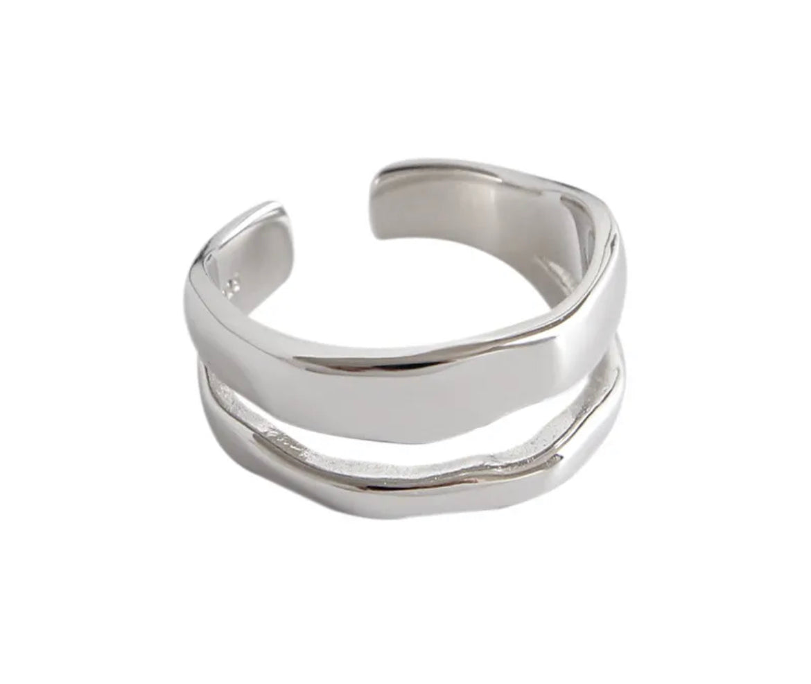 Boho & Mala Double Sterling Silver Ring (adjustable)