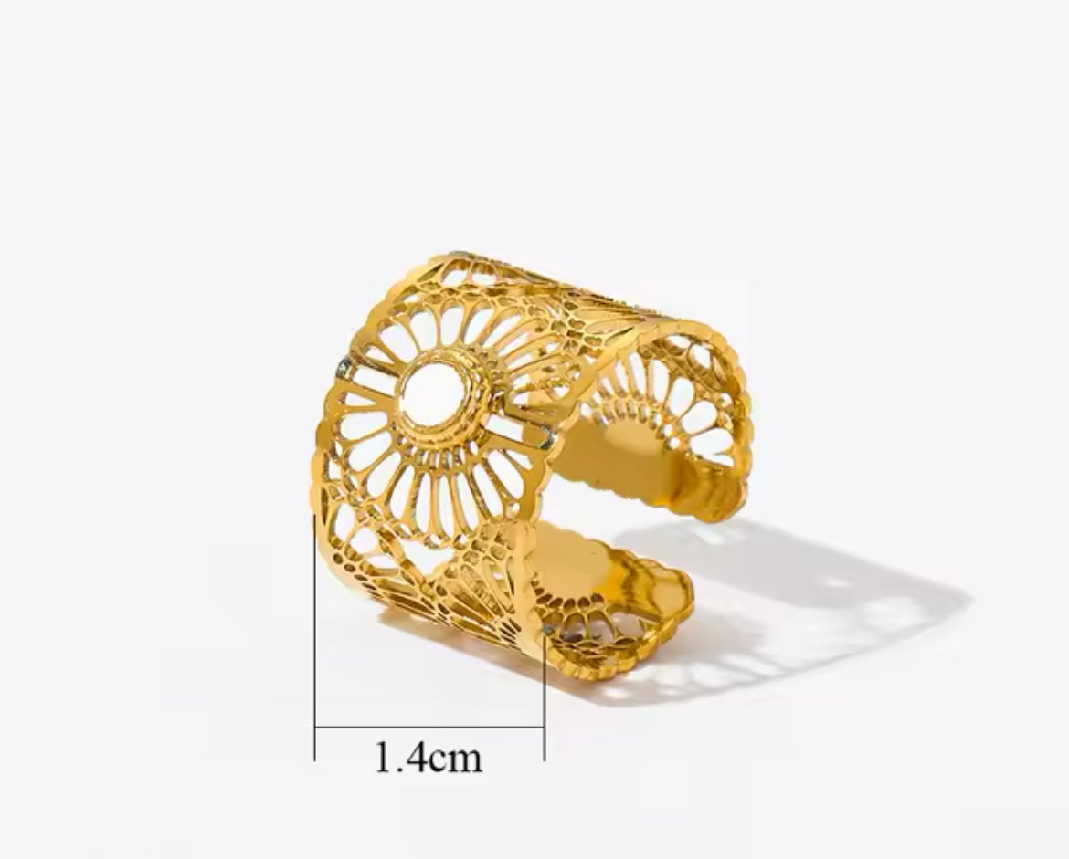 Gold Plated Stainless Steel Waterproof & Tarnish-Free Adjustable Ring- Boho Jewellery For Everyday Wear