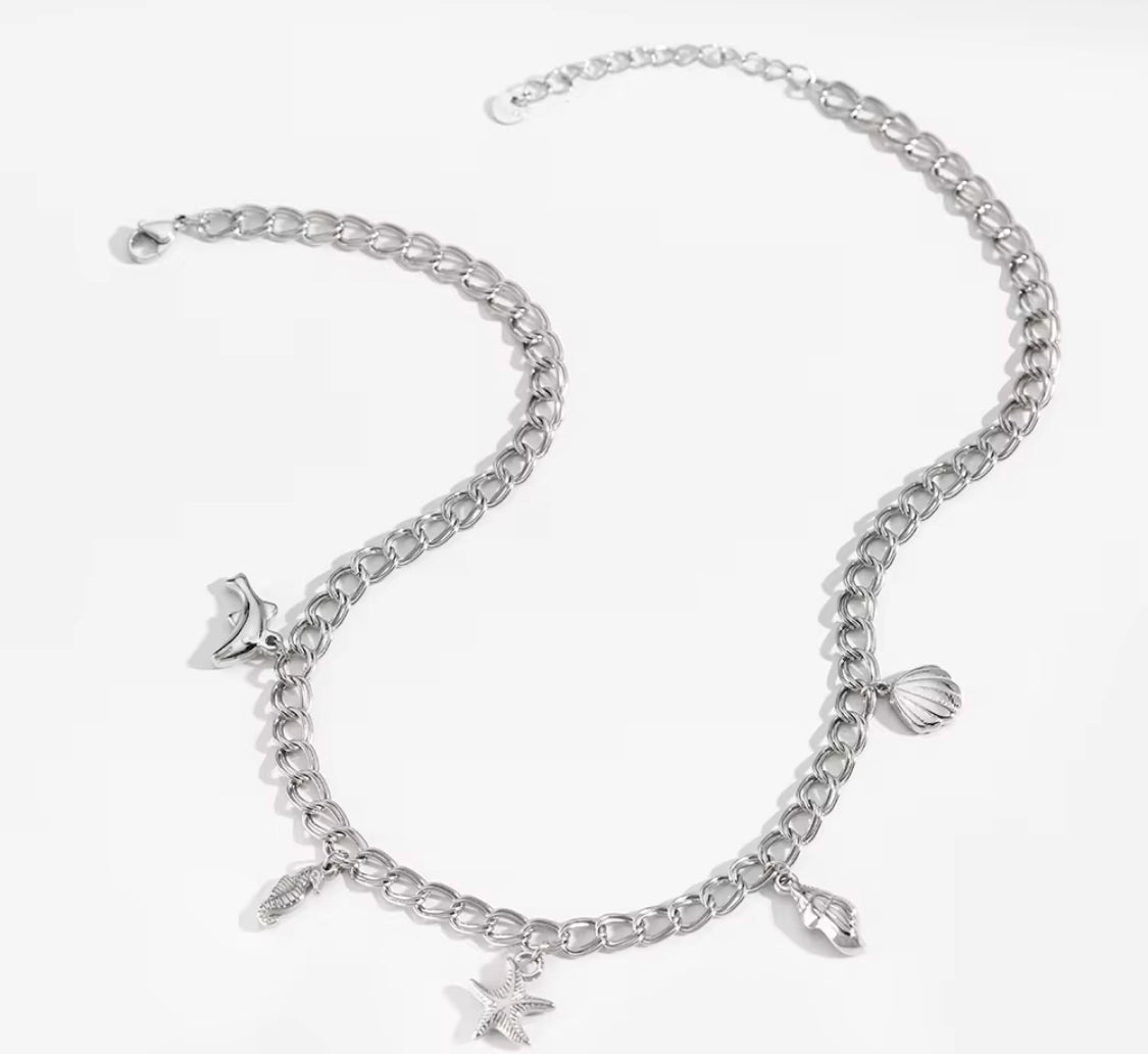 Starfish And Pearl Necklace Beach Australian Owned Boho And Mala Silver Stainless Steel Statement Necklace Waterproof Tarnish-Free Earrings Everyday Boho Jewellery