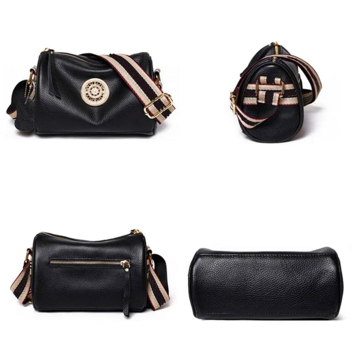 Boho & Mala Crossbody Leather Bag- Black B1012