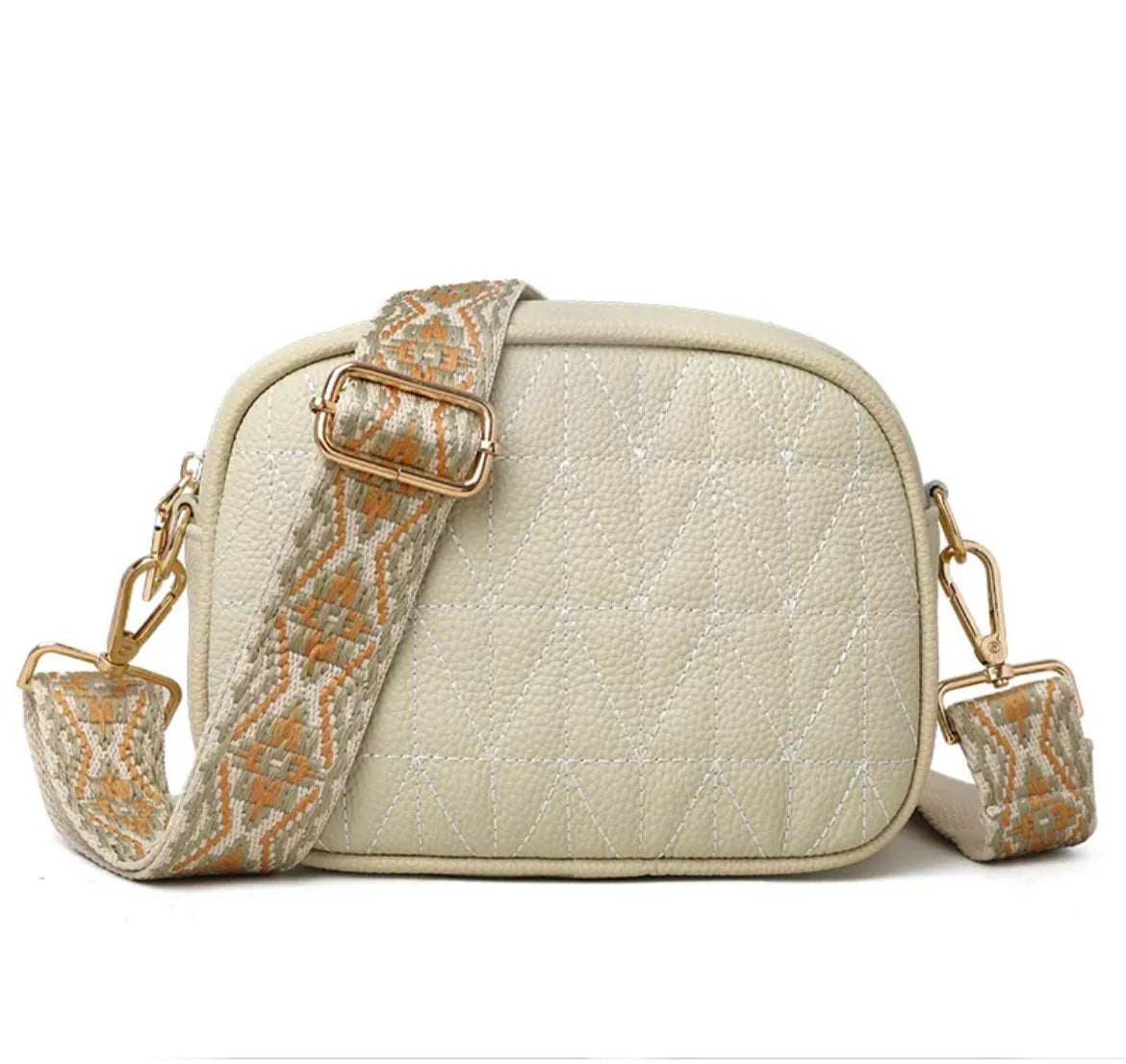 Boho & Mala Crossbody Leather Bag- Beige B1032