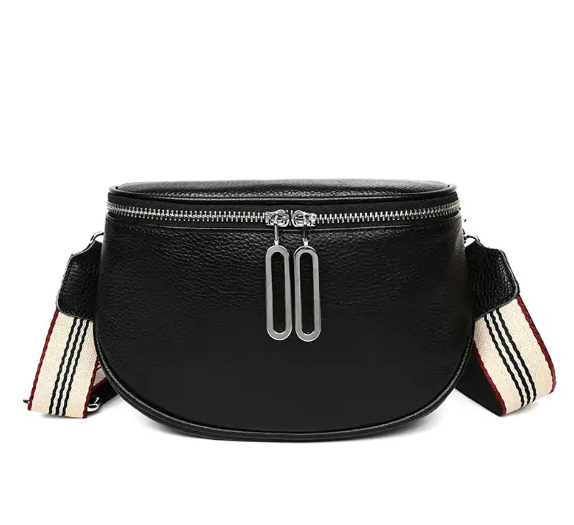 Boho & Mala Crossbody Leather Bag- Black B1023