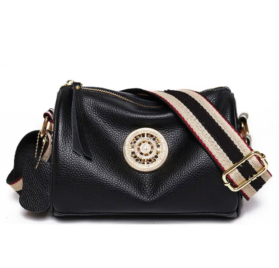 Boho & Mala Crossbody Leather Bag- Black B1012