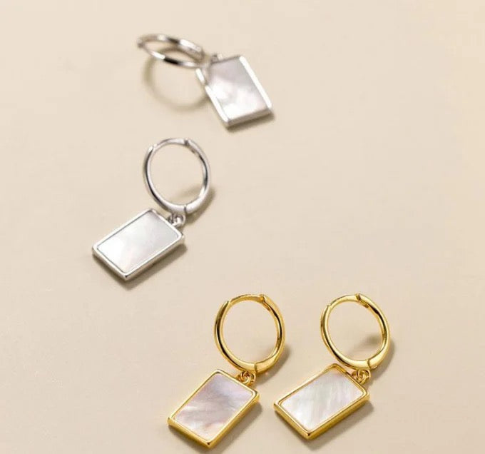 Boho & Mala Shell Sterling Silver Hoop Huggie Earrings