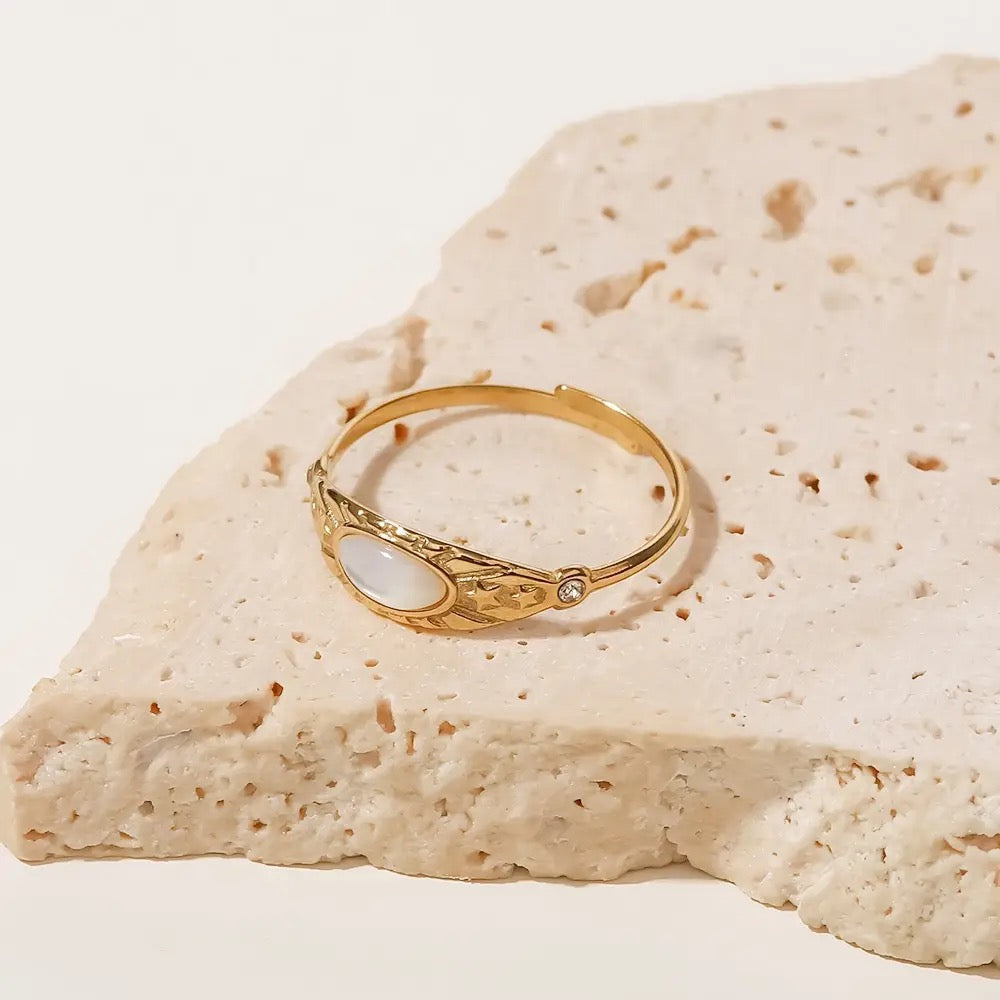 Gold Plated Stainless Steel Waterproof & Tarnish-Free Adjustable Ring- Boho Jewellery For Everyday Wear