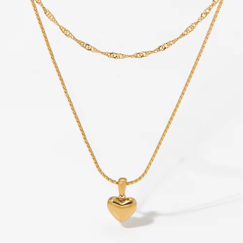 Layered Heart Pendant Necklace Beach Australian Owned Boho And Mala Gold Plated Under Stainless Steel Statement Necklace Waterproof Tarnish-Free Earrings Everyday Boho Jewellery