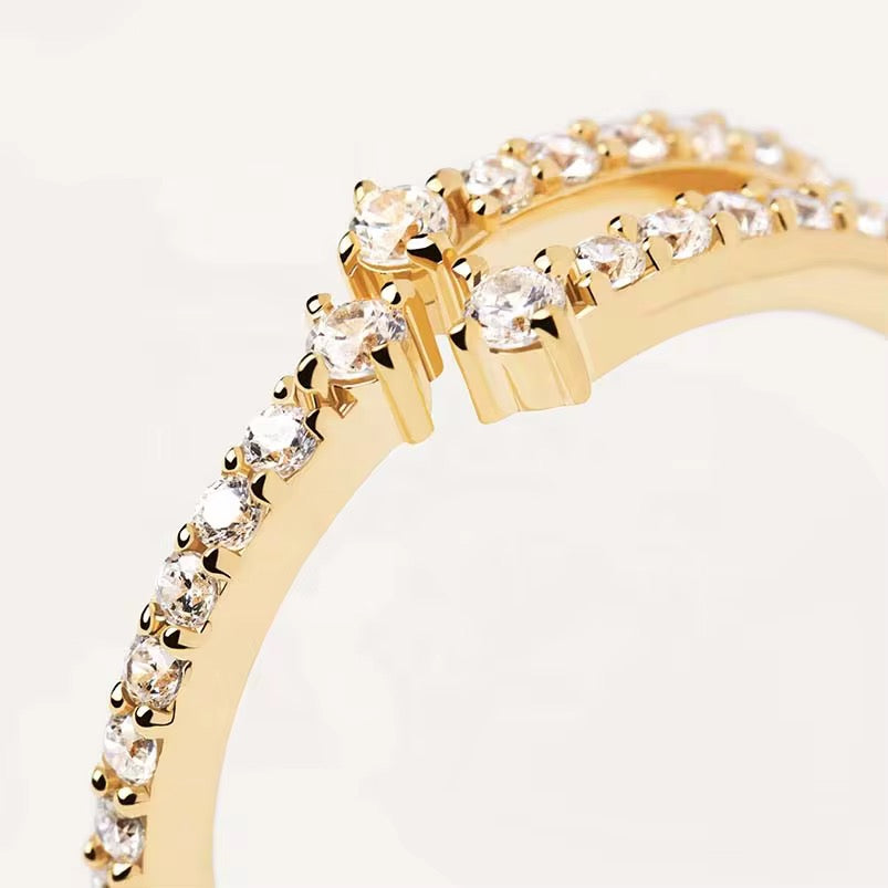 Inner Light- Dainty Minimalist Open Boho Ring – Adjustable 18k Gold Plated Under Sterling Silver