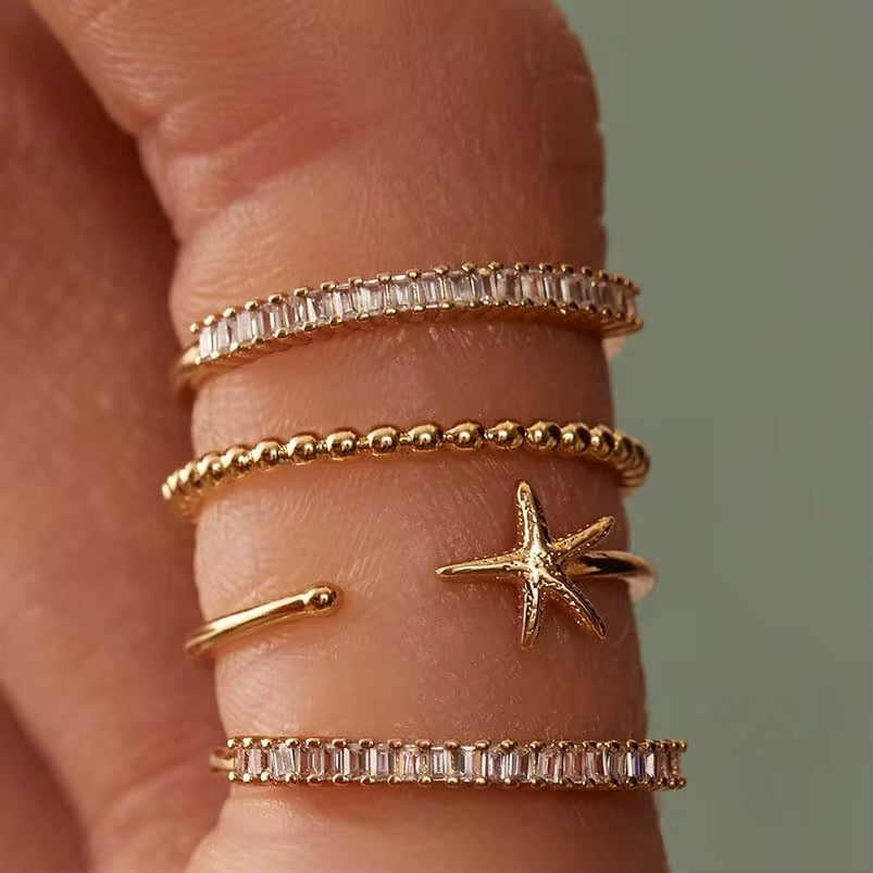 Inner Light- Dainty Minimalist Open Boho Ring – Adjustable 18k Gold Plated Under Sterling Silver