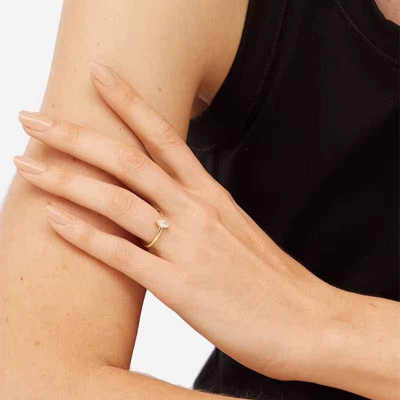 Inner Light- Dainty Minimalist Open Boho Ring – Adjustable 18k Gold Plated Under Sterling Silver