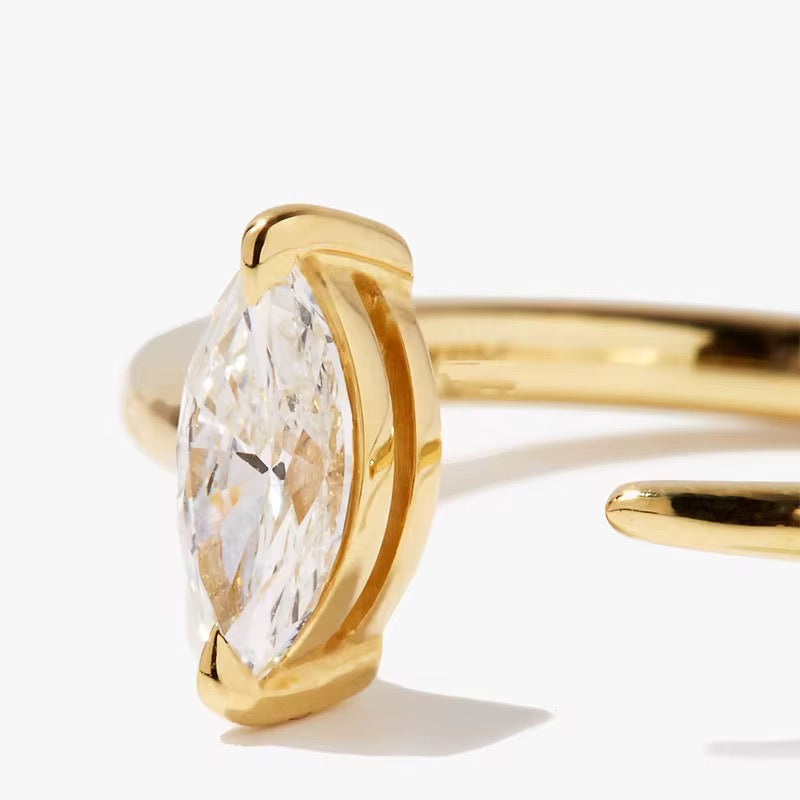 Inner Light- Dainty Minimalist Open Boho Ring – Adjustable 18k Gold Plated Under Sterling Silver