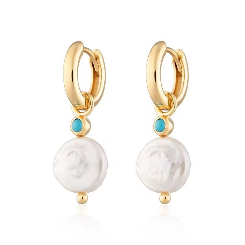 Australian Owned Boho And Mala Dainty Huggies Gold Plated Freshwater Pearl Sterling Silver Statement Earring Everyday Wear Earrings Boho Jewellery