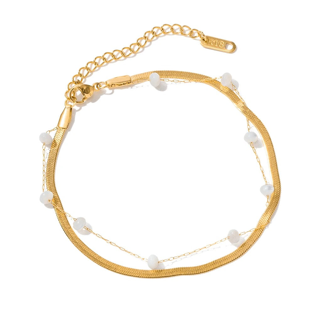 Gold Plated Stainless Steel Waterproof & Tarnish-Free Adjustable Anklet- Boho Jewellery For Everyday Wear