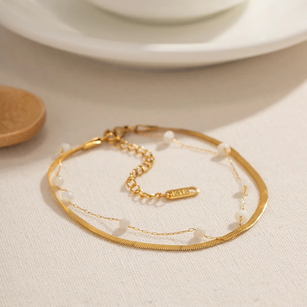 Gold Plated Stainless Steel Waterproof & Tarnish-Free Adjustable Anklet- Boho Jewellery For Everyday Wear