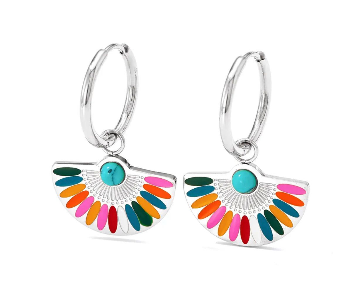 Australian Owned Boho And Mala Silver  Stainless Steel Statement Earring Waterproof Tarnish Free Earrings Everyday wear earrings Boho Jewellery