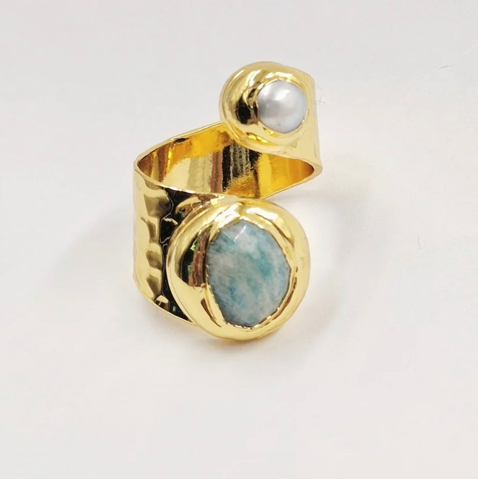 Boho & Mala Freshwater Pearl Wrap Ring