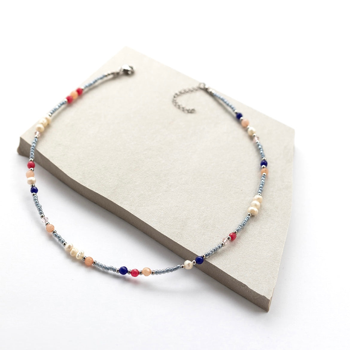 Boho & Mala Gold Mini Stone Mix Freshwater Pearl Necklace