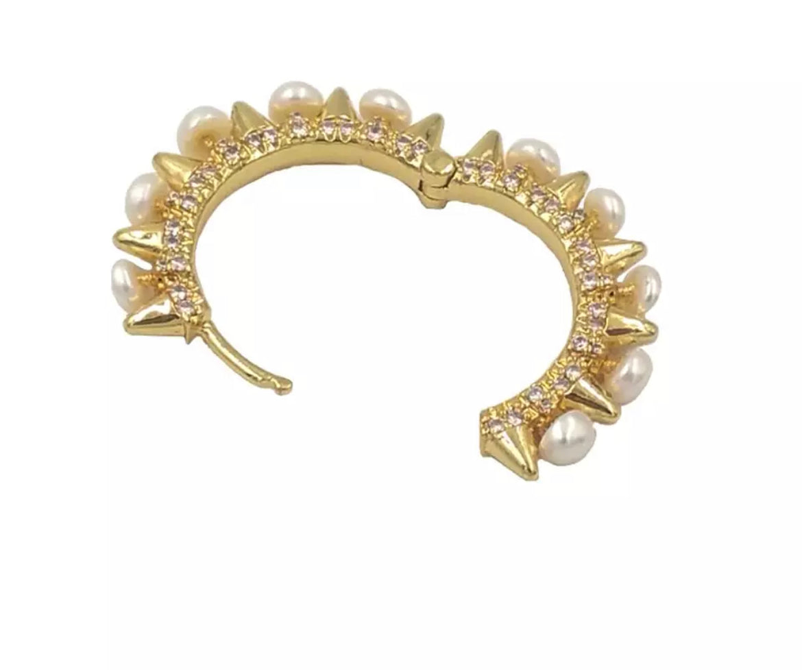 Boho & Mala Pearl Silver Plated Hoop Earrings PSE10037