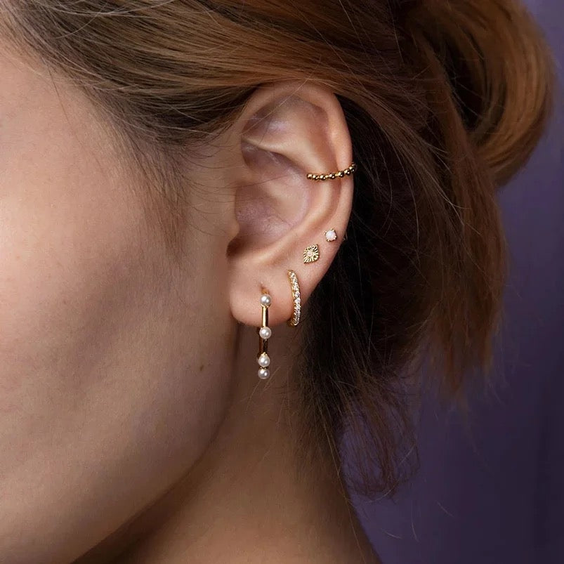 Dainty Earrings - Opal 18k Gold Plated Stud Earrings | Boho & Mala