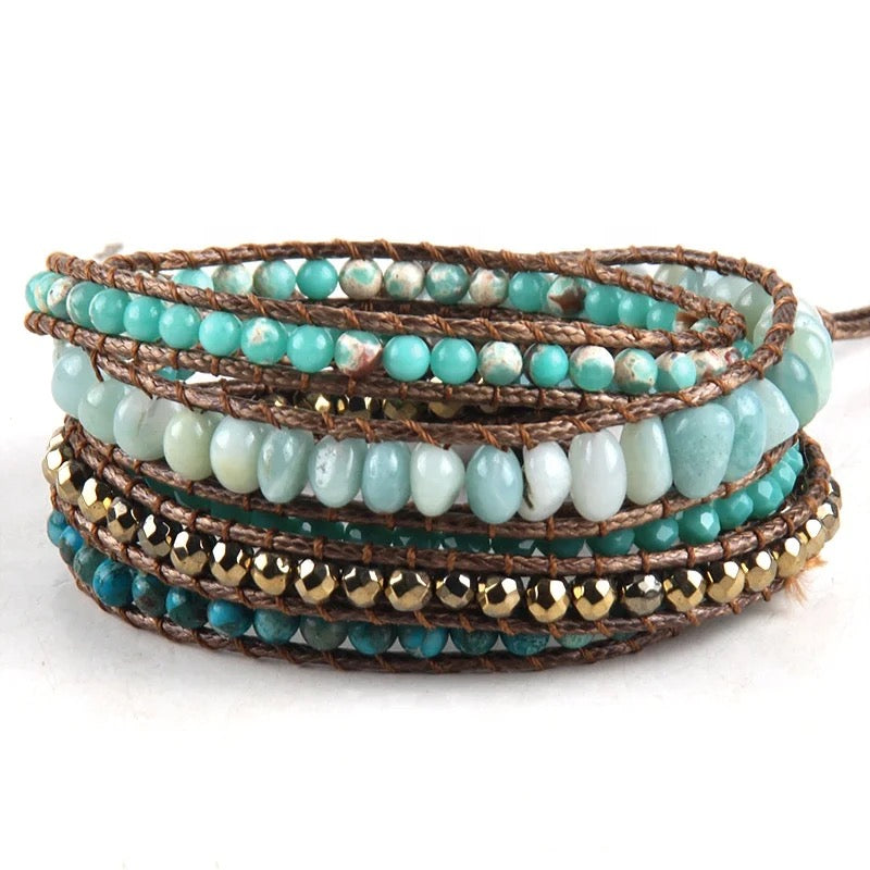 Boho & Mala Blue Stone 4 Wrap