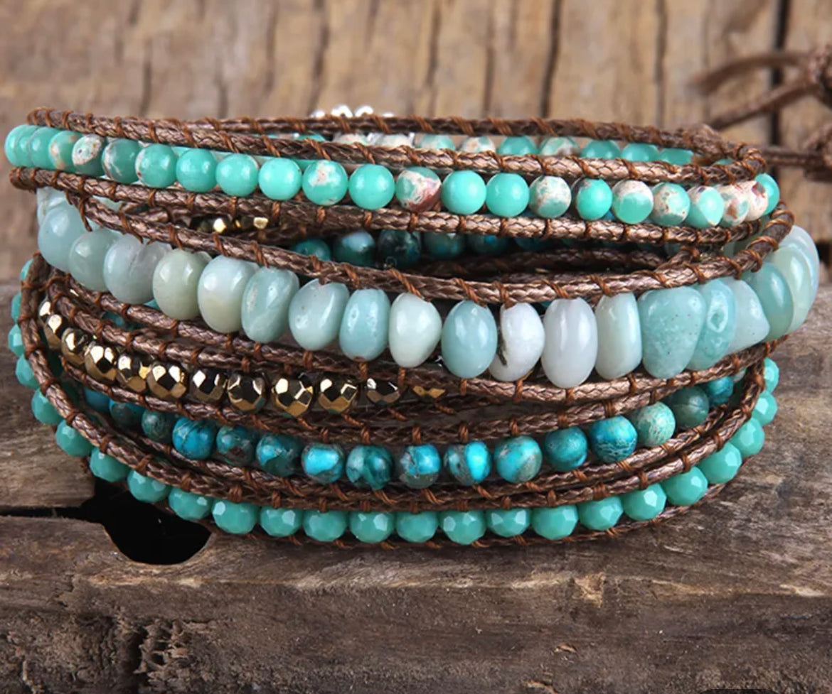 Boho & Mala Blue Stone 4 Wrap