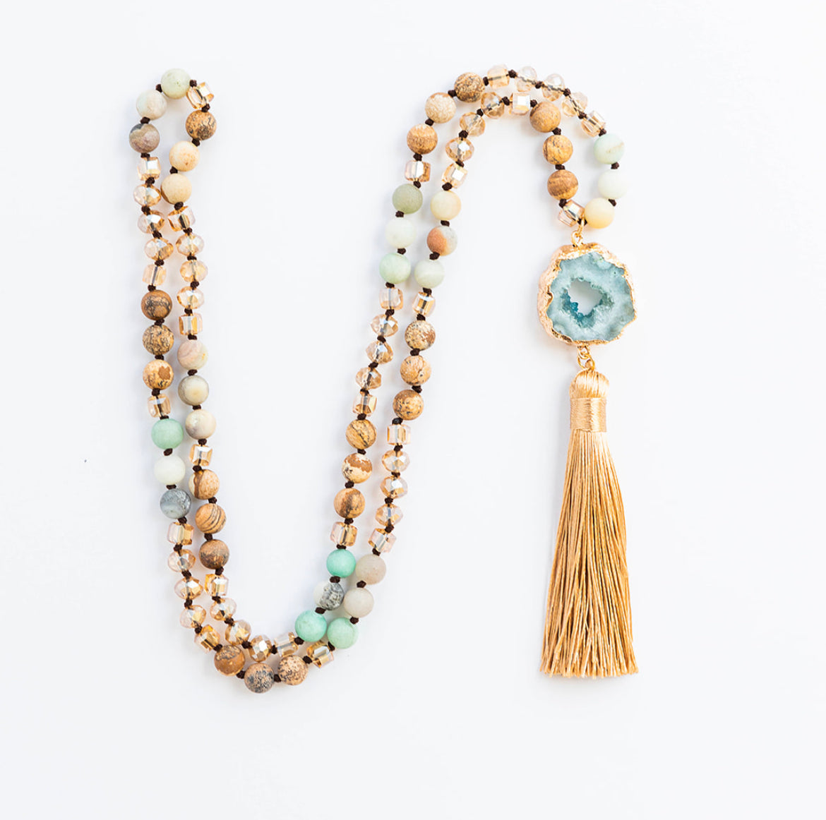 Tassel Necklaces - Tribal Agate Slice | Boho & Mala