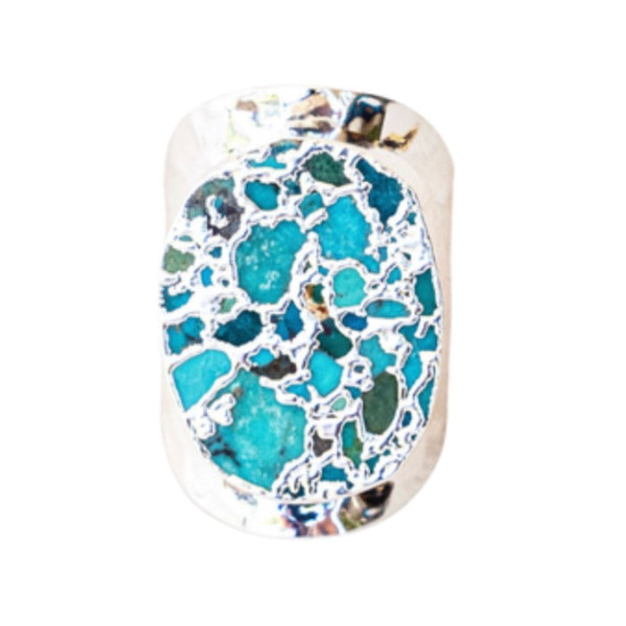 Grand Turquoise Silver Ring | Boho & Mala