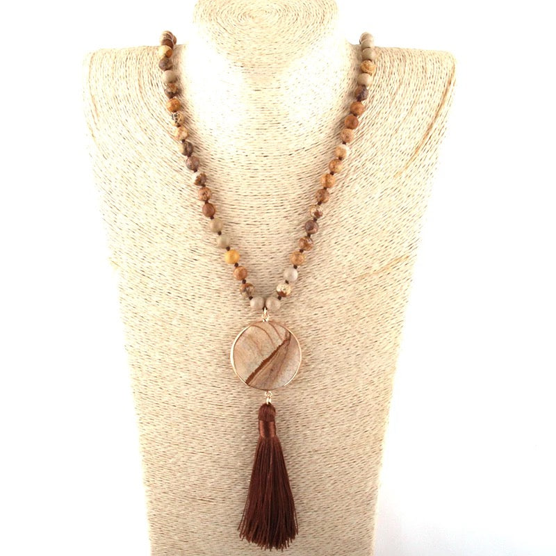 
                  
                    Desert Stone Tassel Necklace by Boho & Mala
                  
                