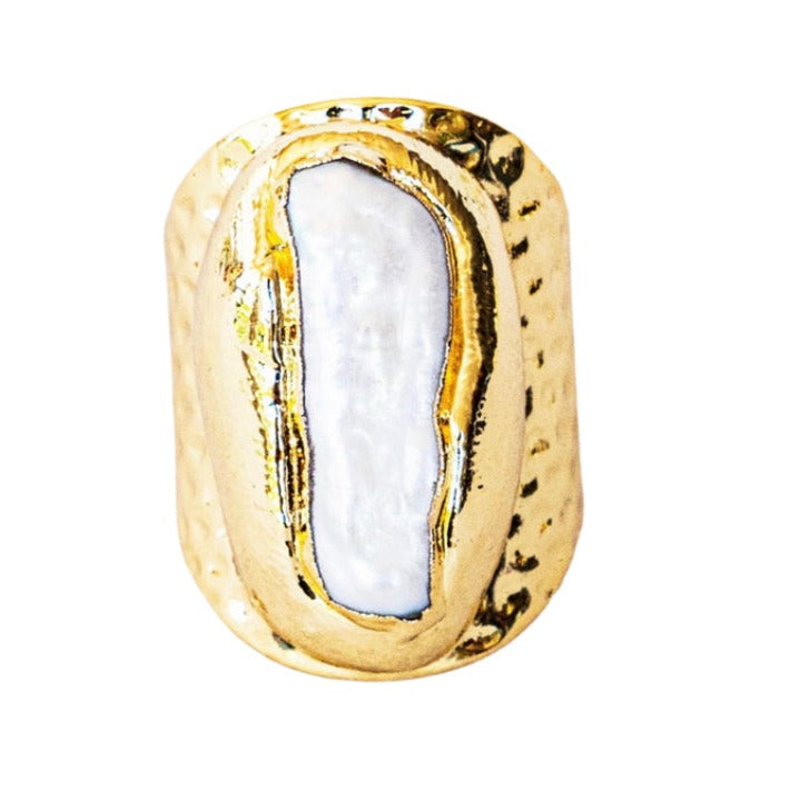 Freshwater Pearl Statement Ring - 18k Gold Plated | Boho & Mala