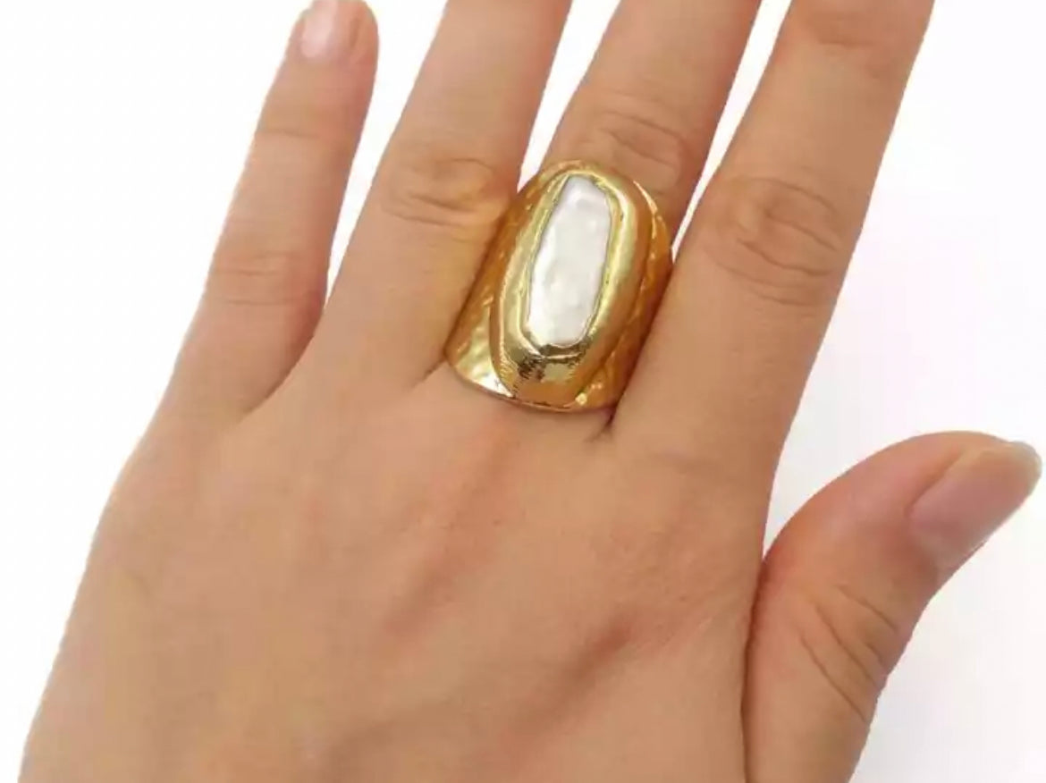 Boho & Mala Natural Freshwater Pearl Statement Ring R1090