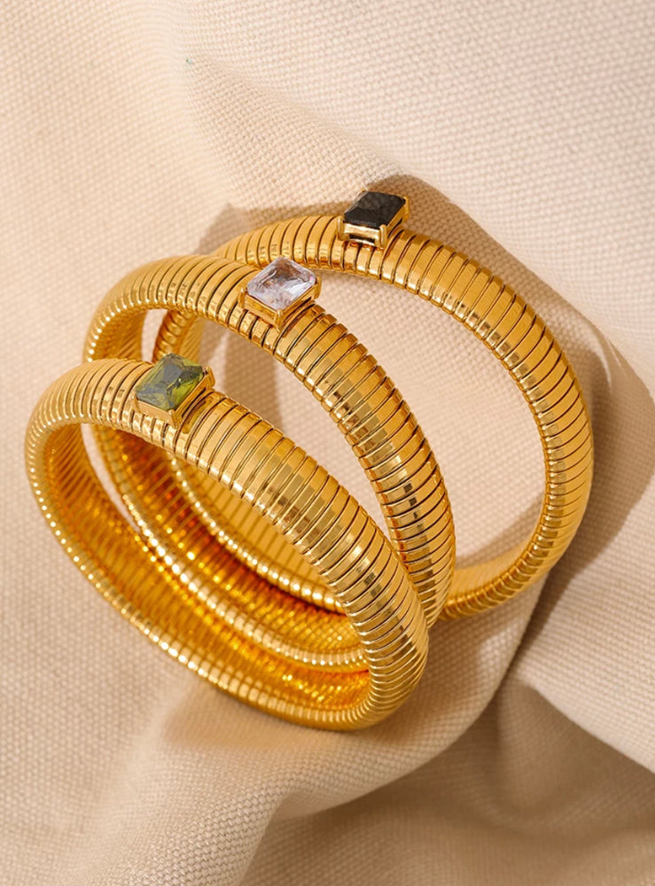 Adjustable Gold plated bracelets with stones by Boho & Mala