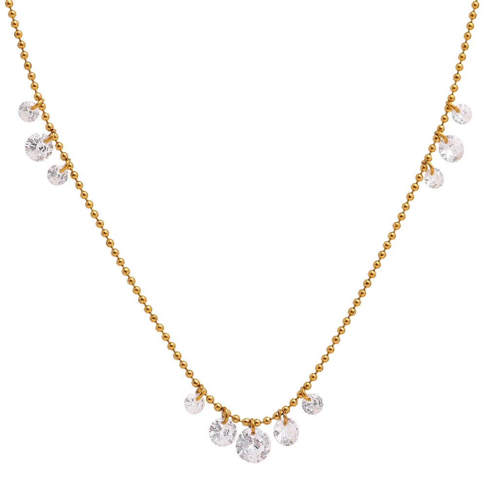 18K Gold Plated Necklace with cubic zirconia at Boho & Mala