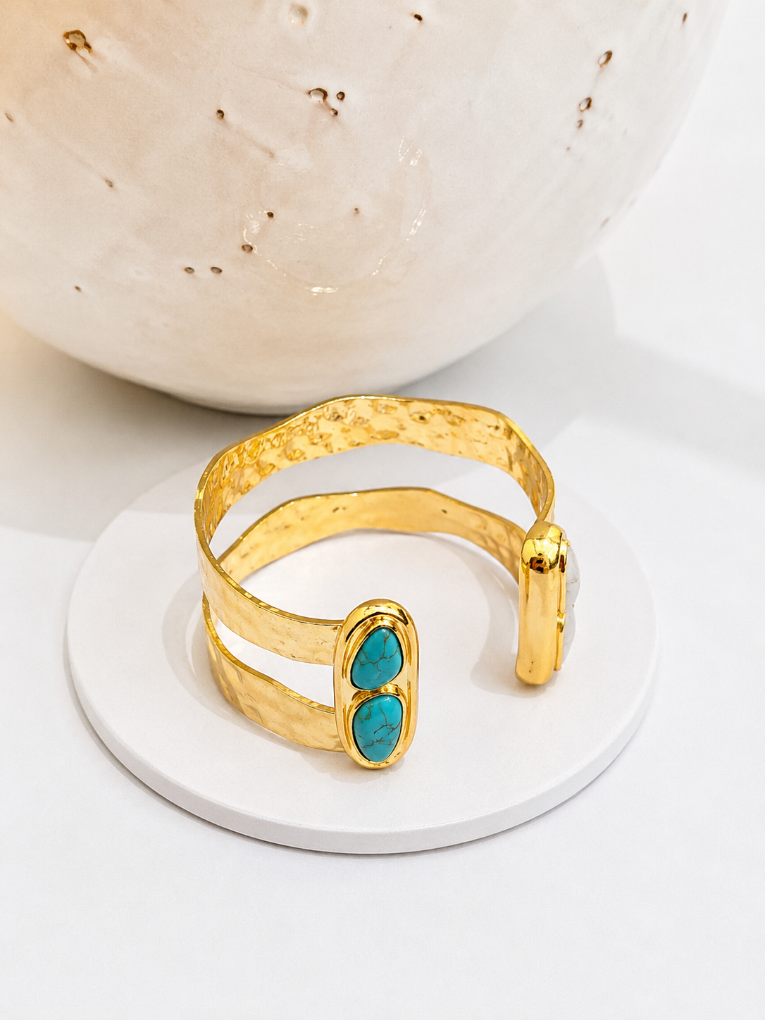 
                  
                    Free Spirit Boho Brass & Gold Turqoise Cuff Bracelet
                  
                