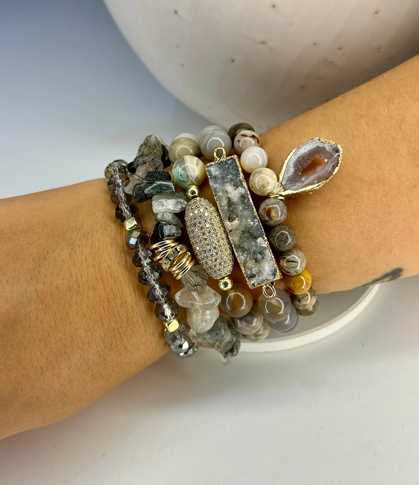 
                  
                    Moonstone Canyon Stone Mix Elastic Bracelet Stackable Set
                  
                