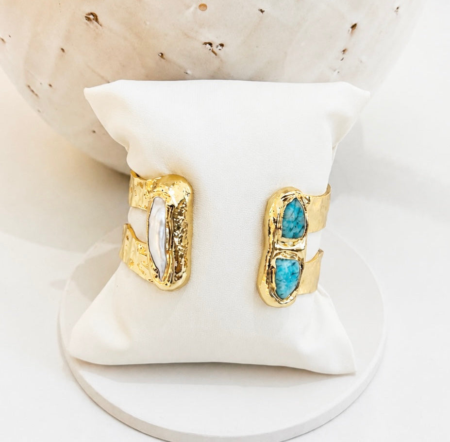
                  
                    Free Spirit Boho Brass & Gold Turqoise Cuff Bracelet
                  
                