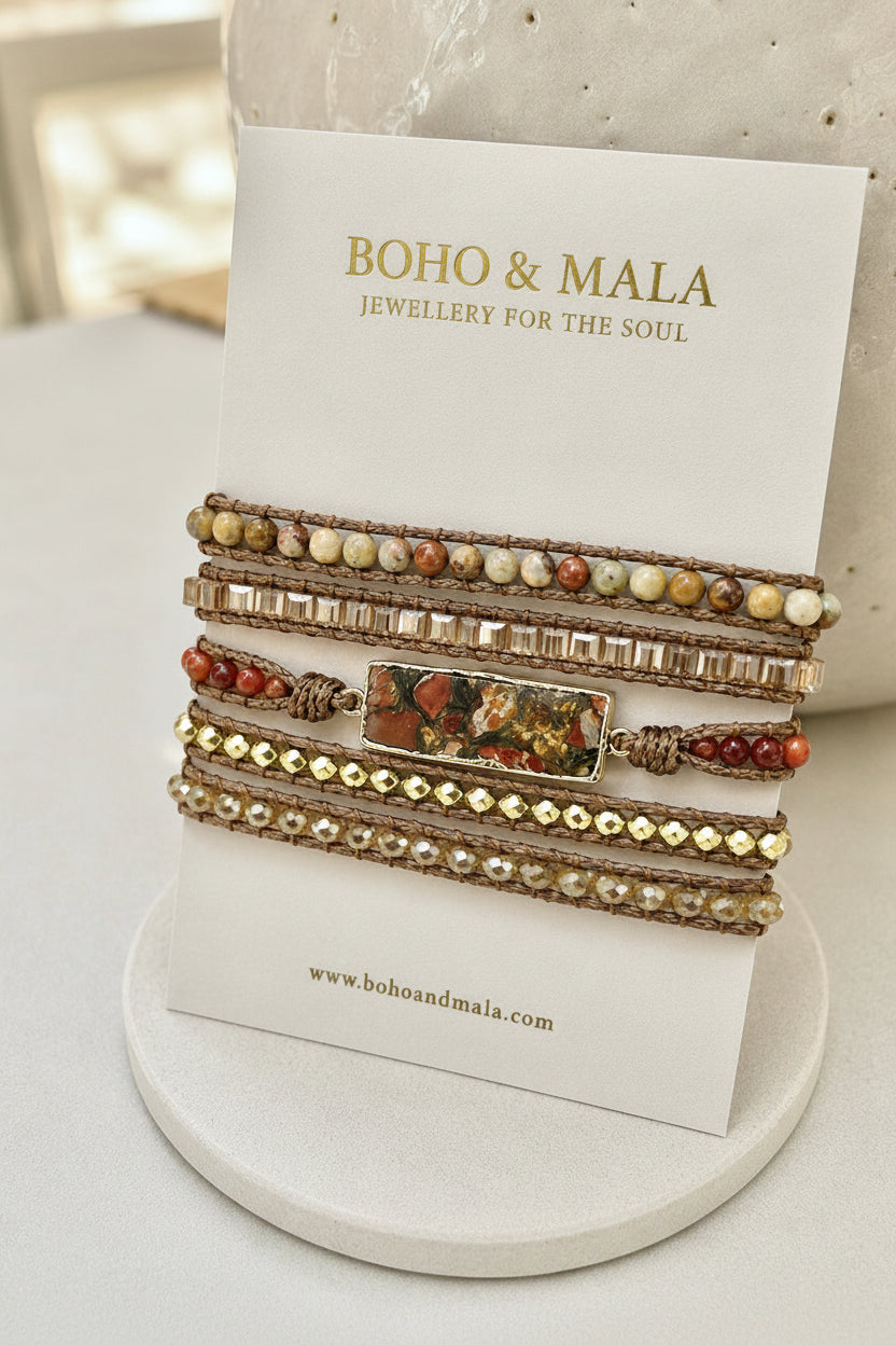
                  
                    Handmade Red Creek Jasper Mixed Natural Stone Wrap Bracelet
                  
                