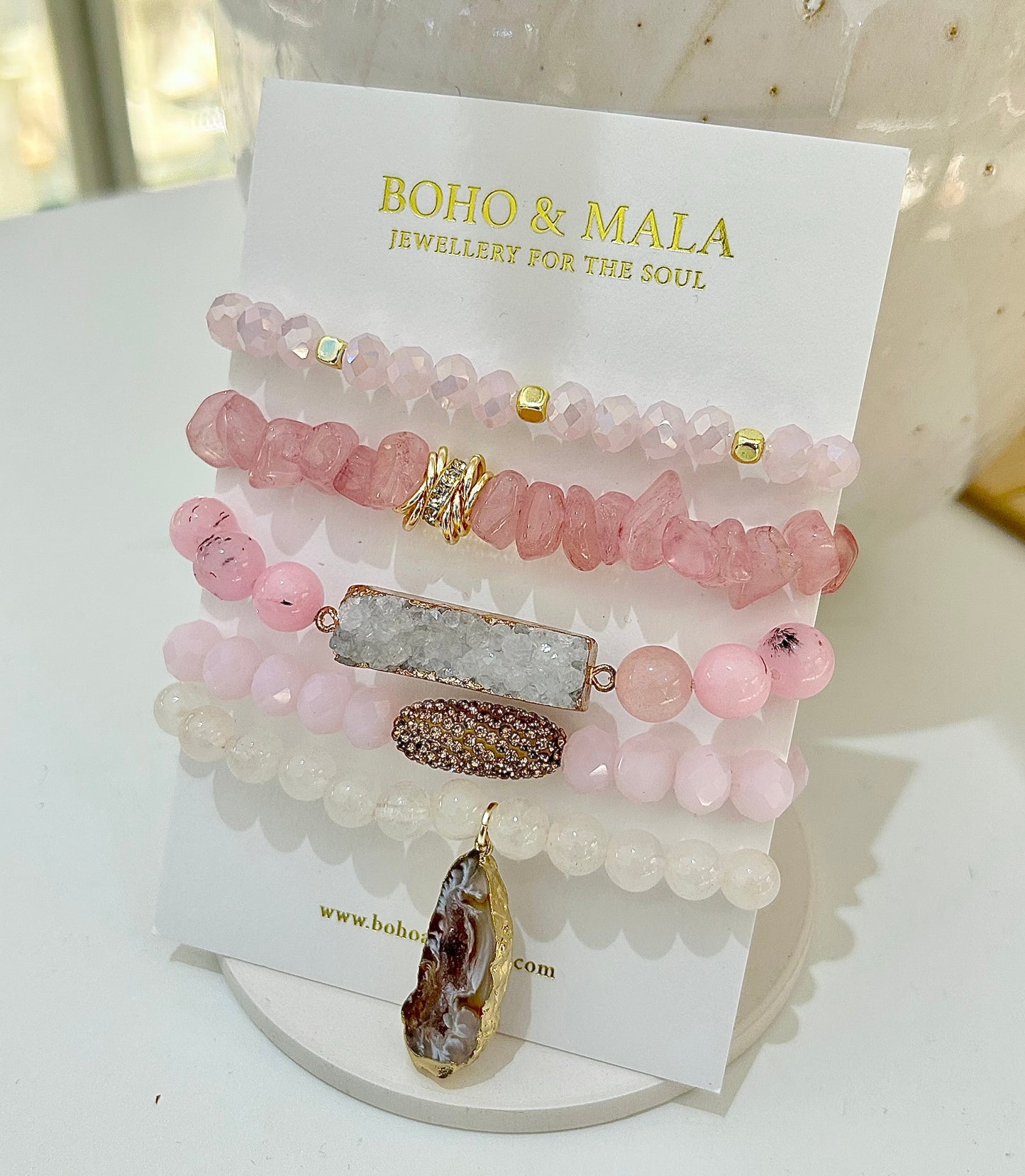 Rosé All Day Stone Mix Elastic Bracelet Stackable Sets