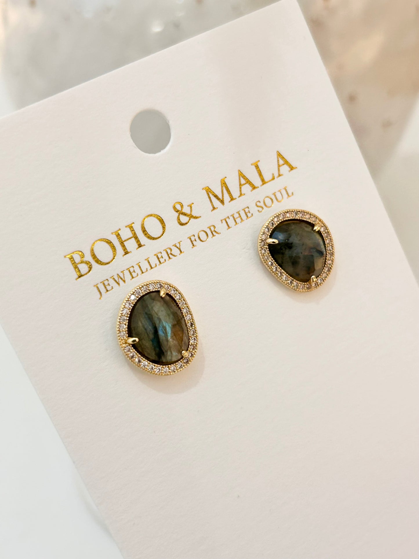 
                  
                    Celestine Labradroite Earrings
                  
                