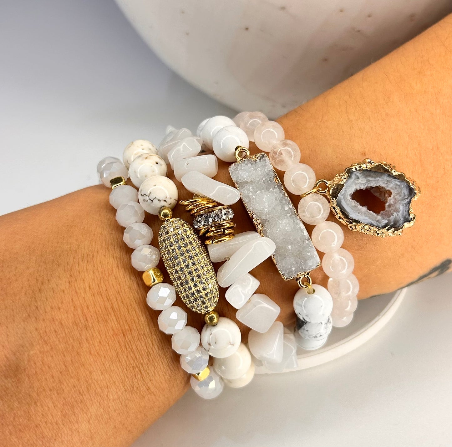 
                  
                    Ivory Luxe Stone Mix Elastic Bracelet Stackable Set
                  
                