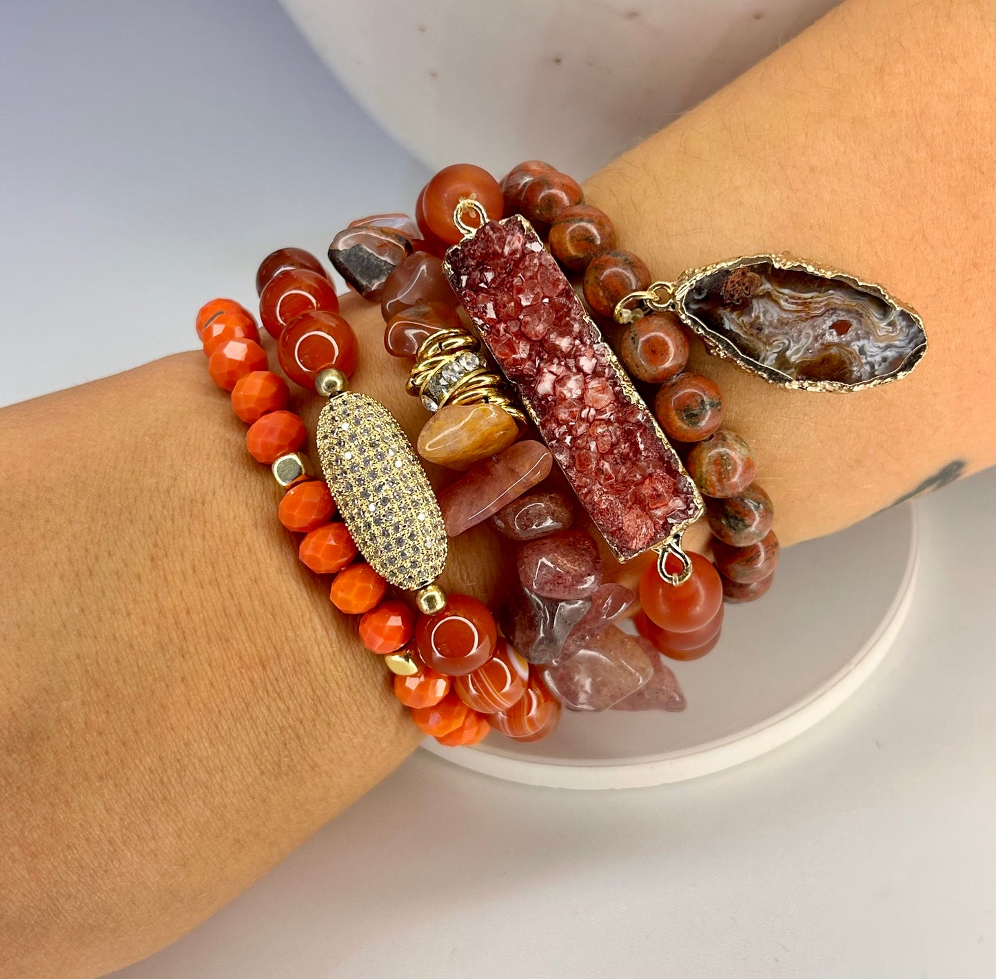 
                  
                    Firelight Stone Mix Elastic Bracelet Stackable Set
                  
                