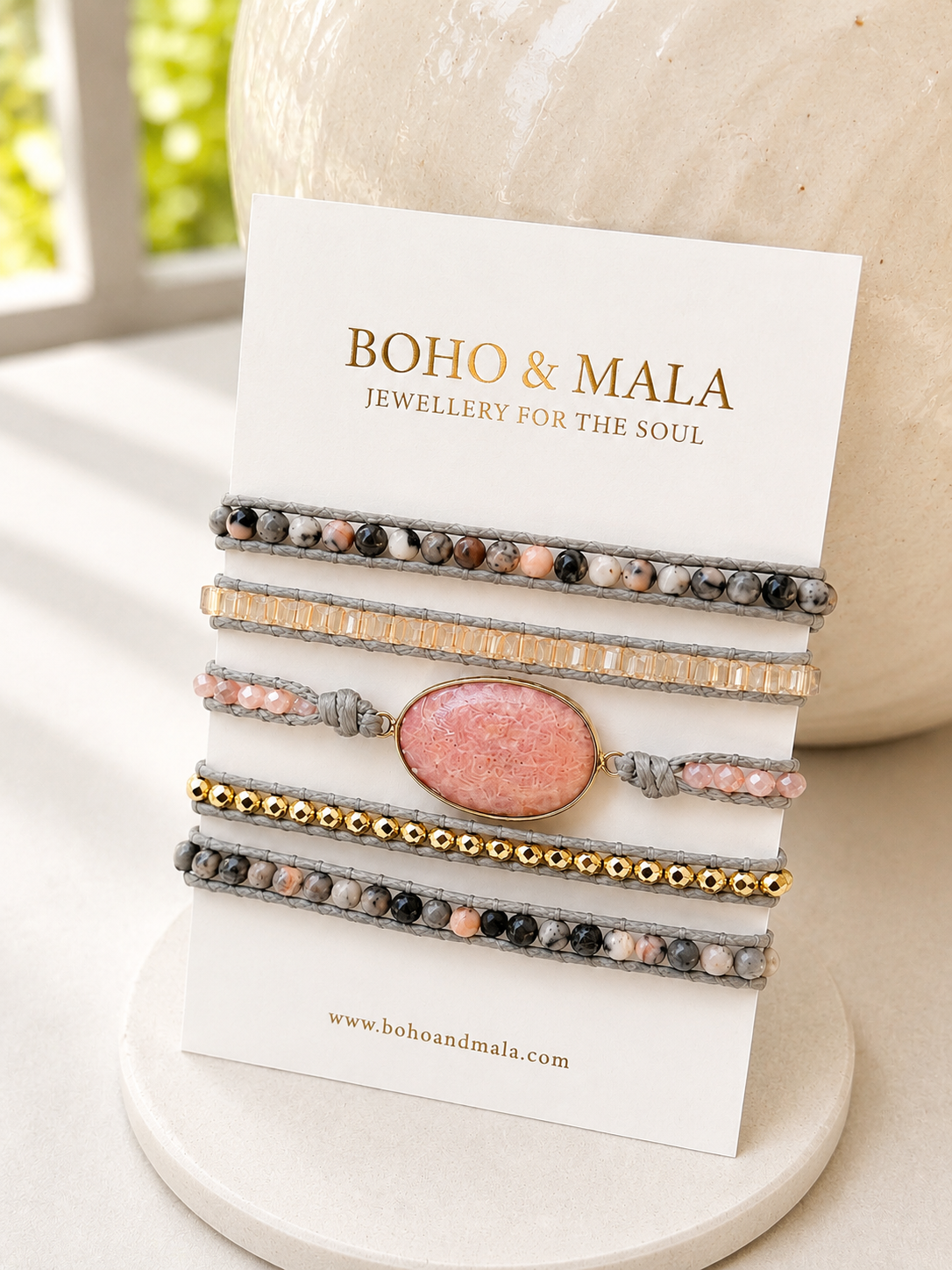 
                  
                    Handmade Pink Rhodonite Mixed Natural Stone Wrap Bracelet
                  
                