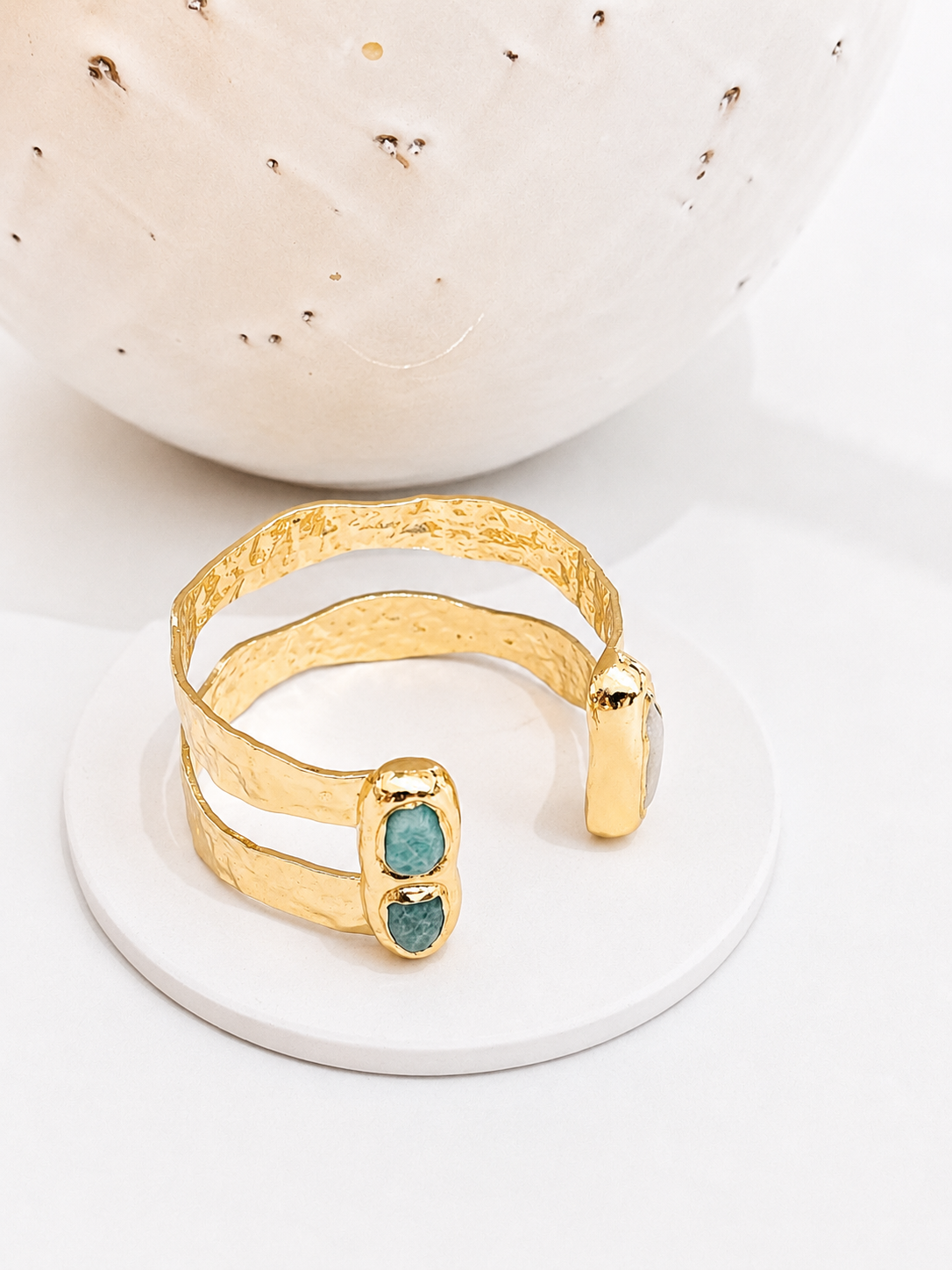 
                  
                    Free Spirit Boho Brass & Gold Amazonite Cuff Bracelet
                  
                