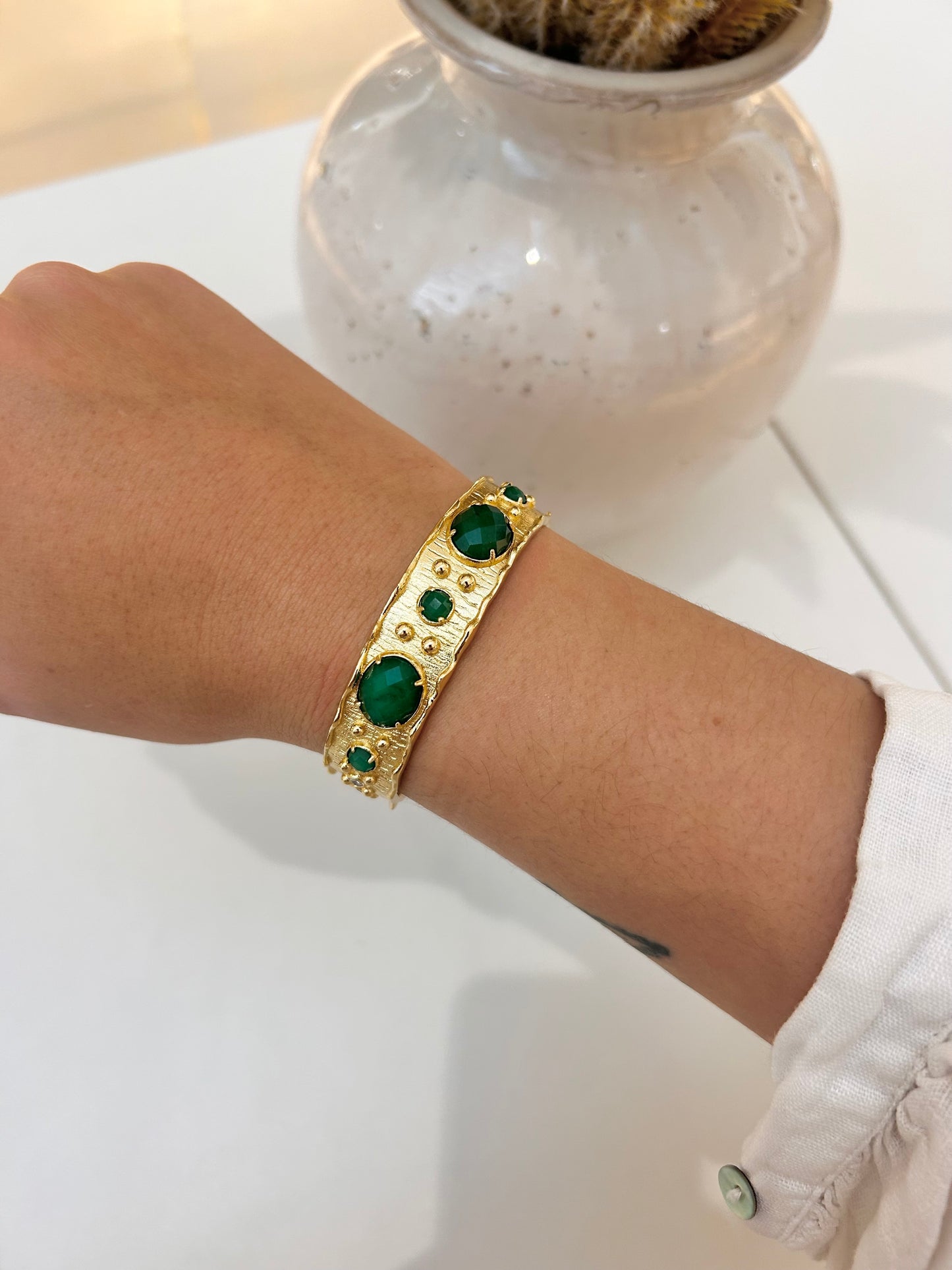 
                  
                    Green Jade Solara Cuff Bracelet
                  
                