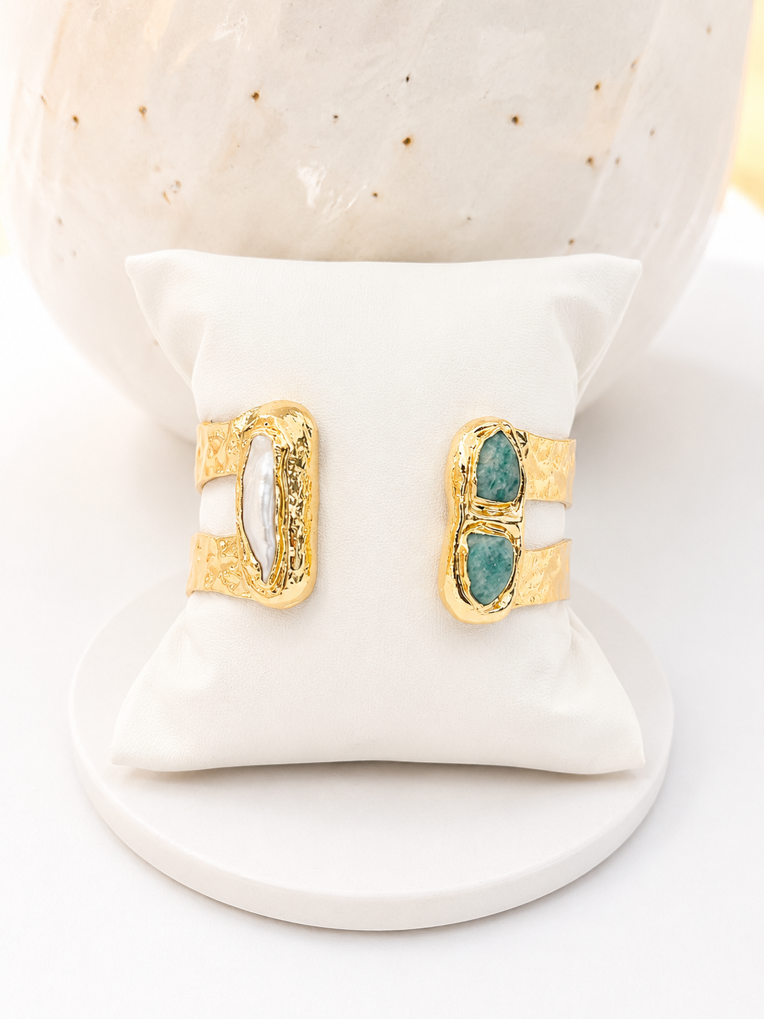
                  
                    Free Spirit Boho Brass & Gold Amazonite Cuff Bracelet
                  
                