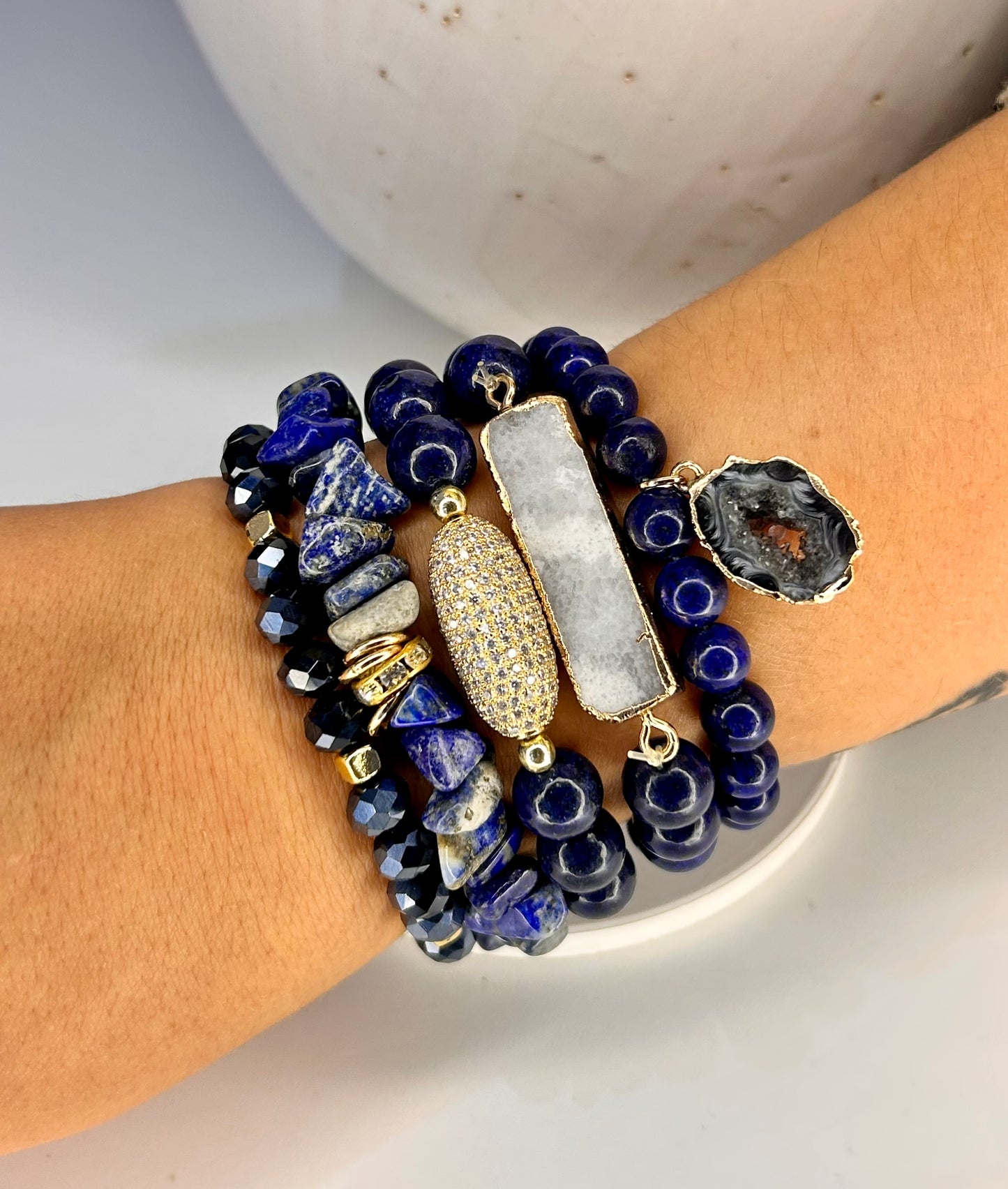 
                  
                    Midnight Majesty Stone Mix Elastic Bracelet Stackable Set
                  
                